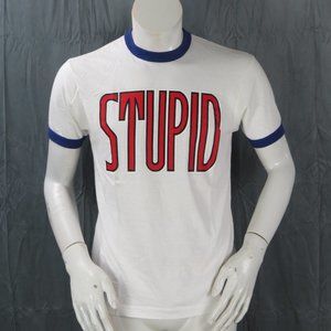 Vintage Graphic T-shirt - Stupid Iron On Graphic - Men's Large